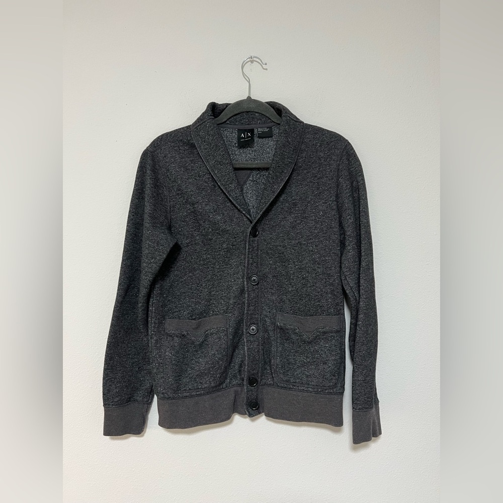 Armani Exchange Men’s Charcoal Cardigan Sweater